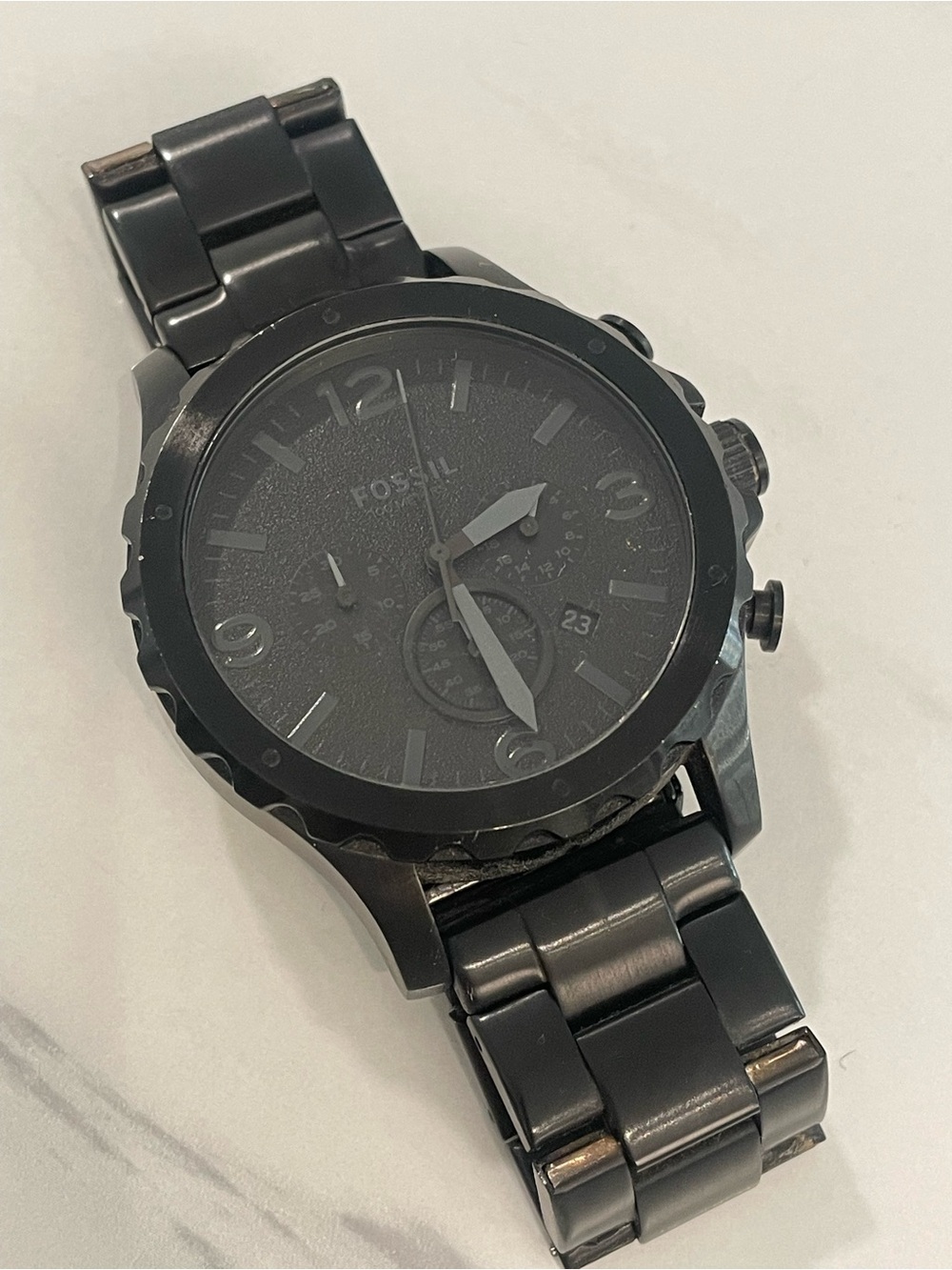 Fossil Nate 50mm Chronograph Black Stainless Steel Watch
